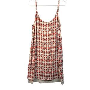 CAbi Batik Slip‎ Dress July 4th Red Black Cream Chiffon Resort Celebration M